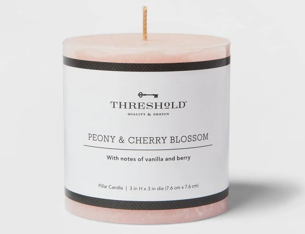 Threshold Peony Cherry Blossom Pillar Candle 3x3