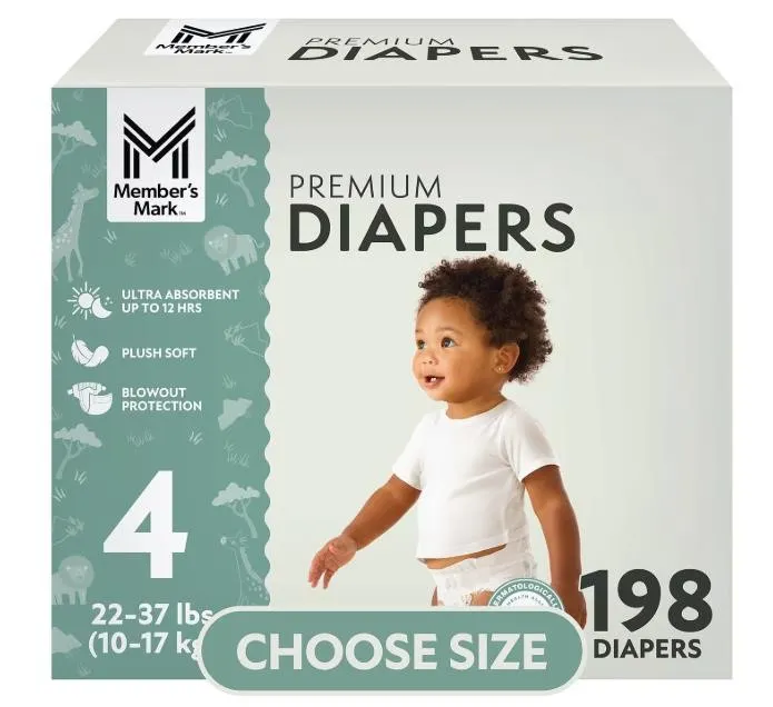 Premium Baby Diapers Size 4 198ct