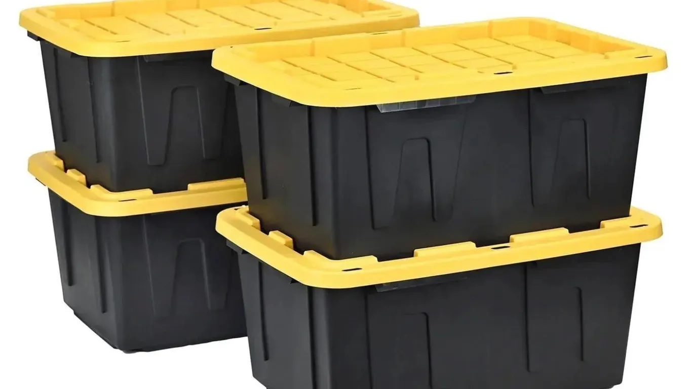 Gallon Heavy-Duty Storage Tote Black Yellow