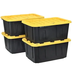 Gallon Heavy-Duty Storage Tote Black Yellow