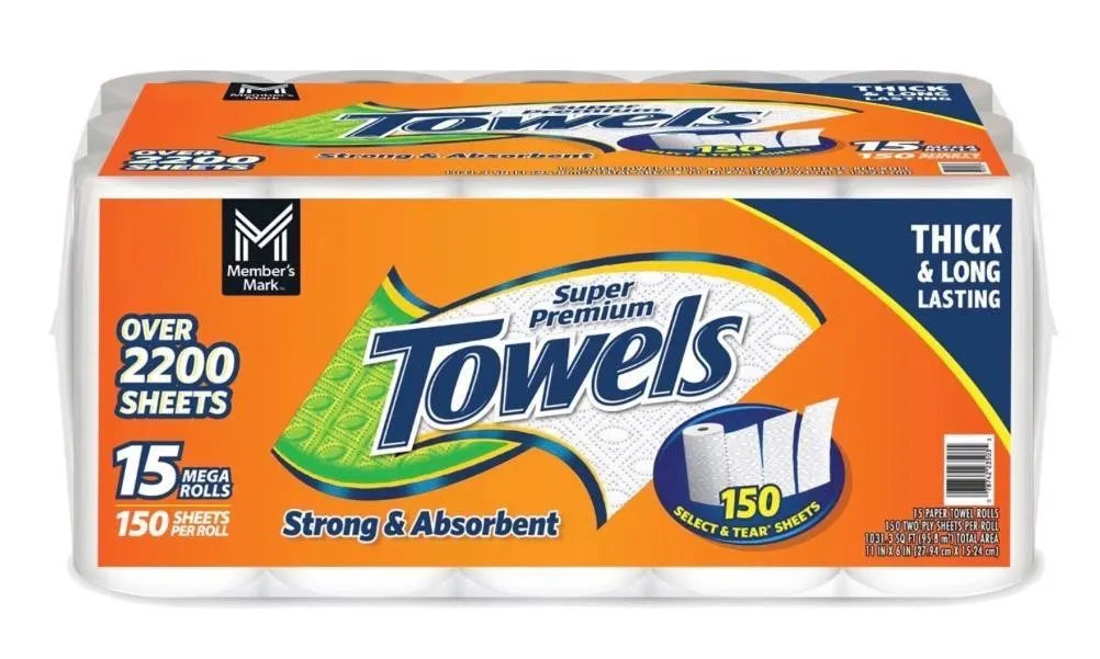 Super Premium 2-Ply Paper Towels 150 Sheets 15pk