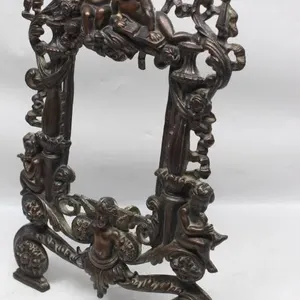 Ornate Cherub Figural Metal Easel Frame