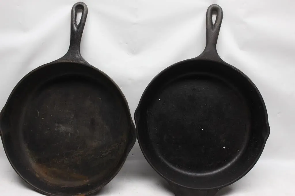 Two Vintage Cast Iron Skillets
