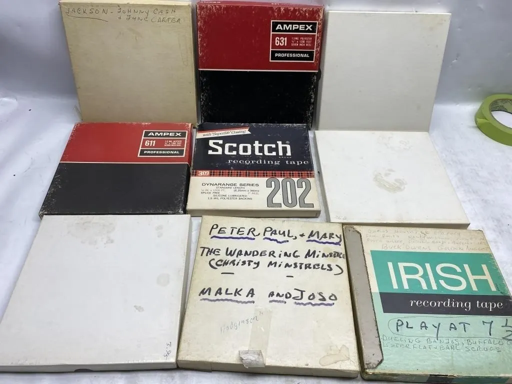 Vintage Reel-to-Reel Tapes: Ampex, Scotch, Irish