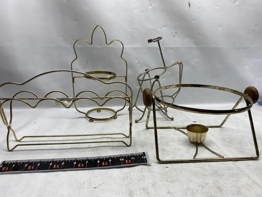 Lot of Brass/Metal Wire Warming Stand Racks