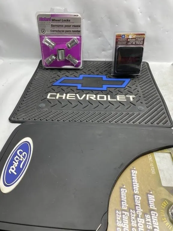 Chevrolet/Ford floor mats, wheel locks & GMC brake