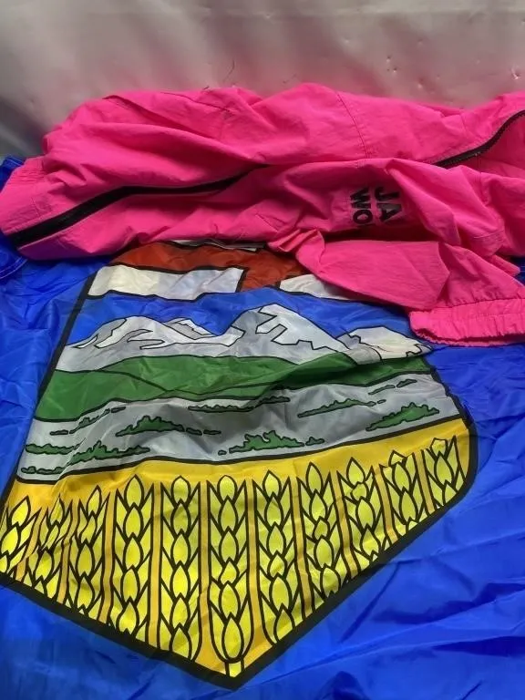 Pink Windbreaker Jacket & Alberta Flag