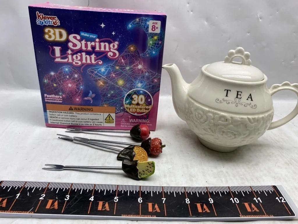 Teapot, 3D String Light Kit & Fruit Picks