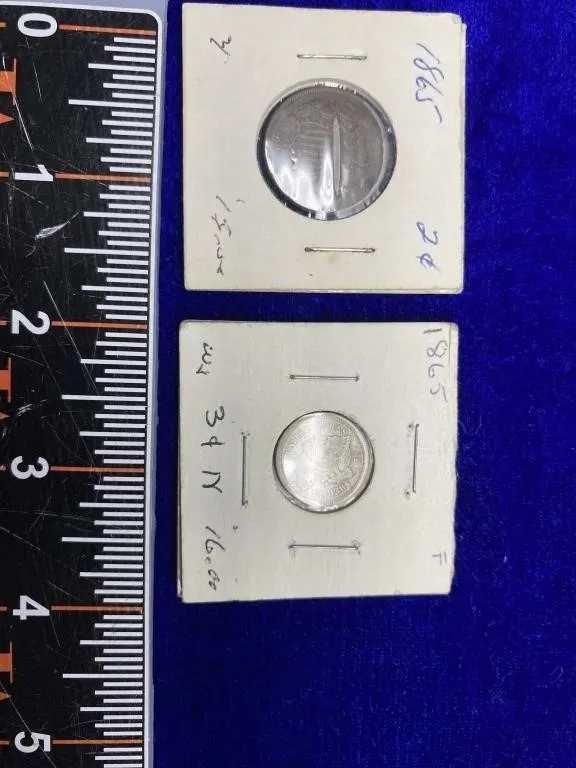 1865 2-Cent Piece & 3-Cent Nickel Coin Pair