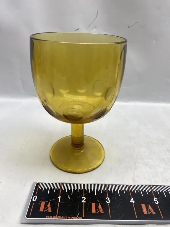 Amber Glass Thumbprint Goblet