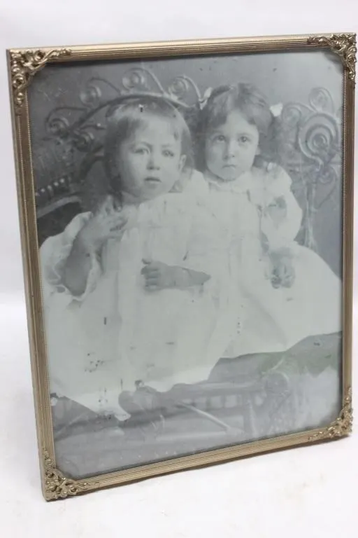 Antique Framed Photo of Two Young Children