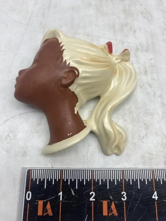 Vintage Ceramic Woman Profile Wall Plaque