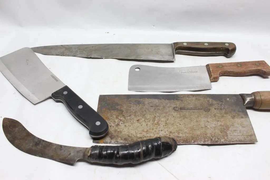 Vintage Butcher Knives and Meat Cleavers, Assorted