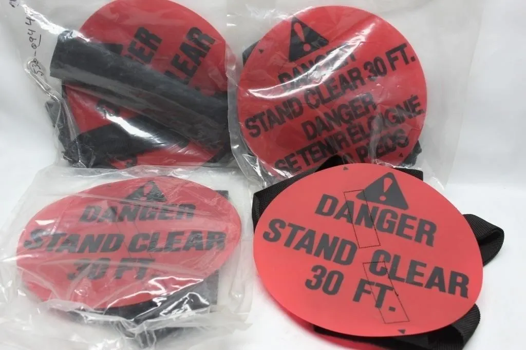 Danger Stand Clear 30 Ft Signs w/ Straps (4)