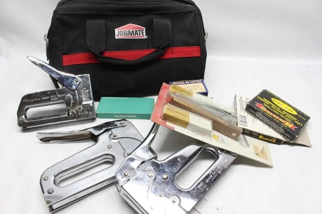 Jobmate Tool Bag with Staplers, Staples & Supplies