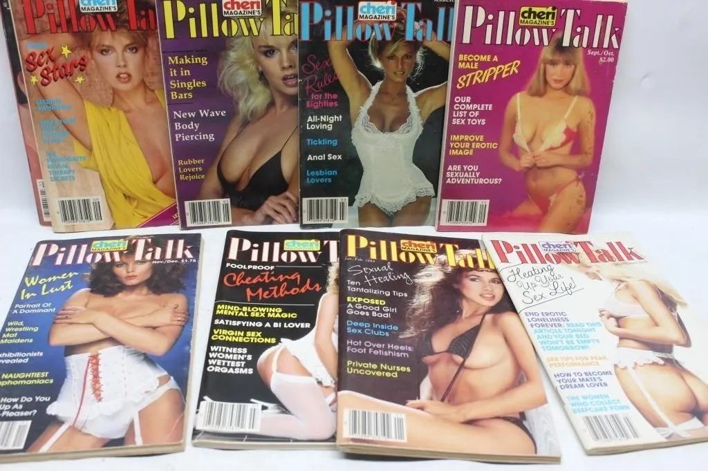 Pillow Talk (Cheri) magazine lot, 8 issues, 1980s