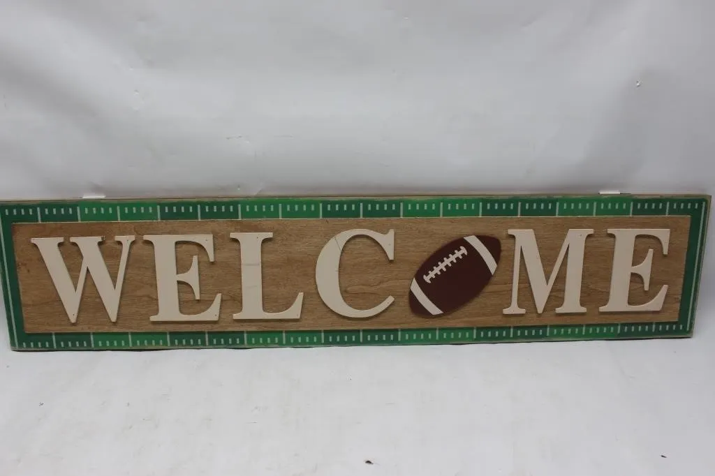 Wooden Football Welcome Sign
