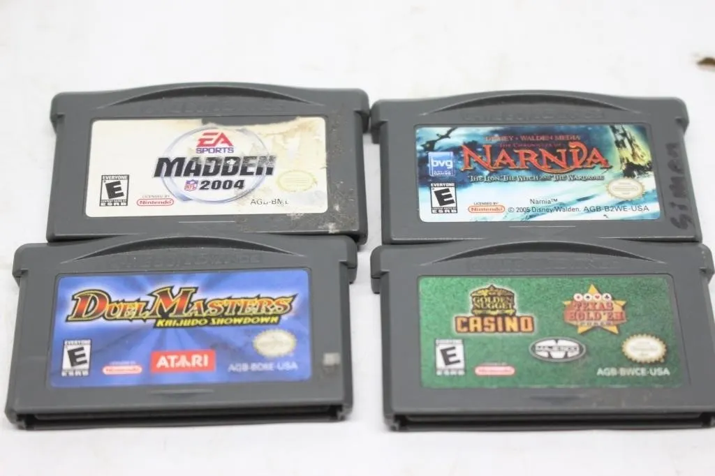 4 GBA Game Cartridges: Madden, Narnia, Duel