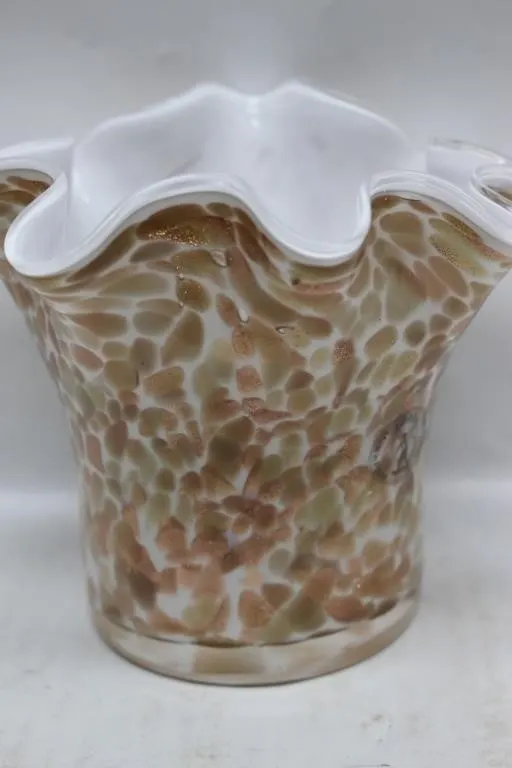 Zorza Art Glass Vase with Gold Flecks