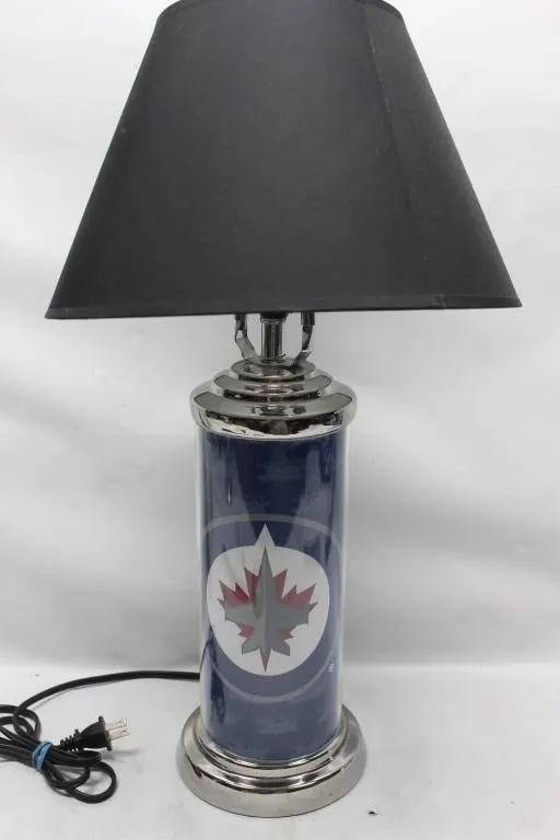 Winnipeg Jets NHL Table Lamp with Black Shade