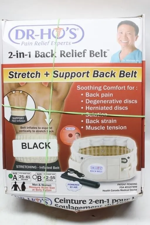 DR-HO'S 2-in-1 Back Relief Belt, Black