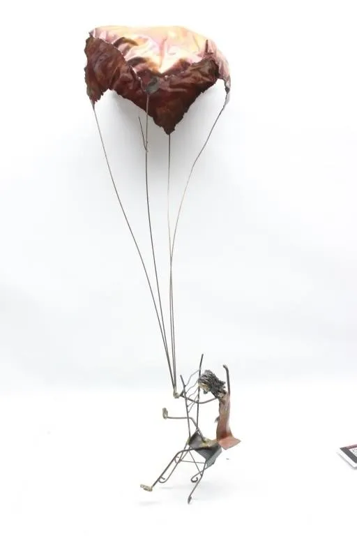 Metal Art Sculpture - Skydiver with Parachute
