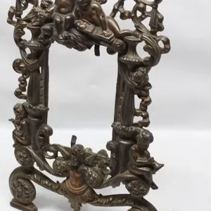 Ornate Cast Metal Cherub-Motif Picture Frame