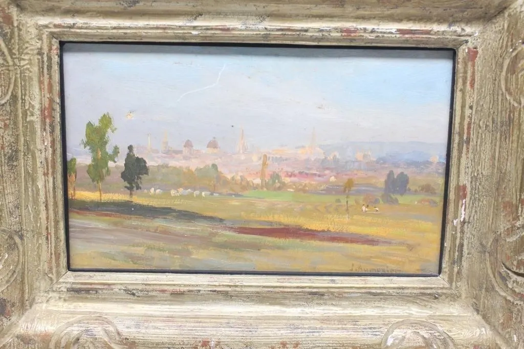 Antique Framed Landscape Oil Painting, J. Aumonier