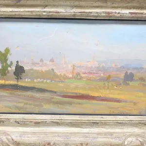 Antique Framed Landscape Oil Painting, J. Aumonier