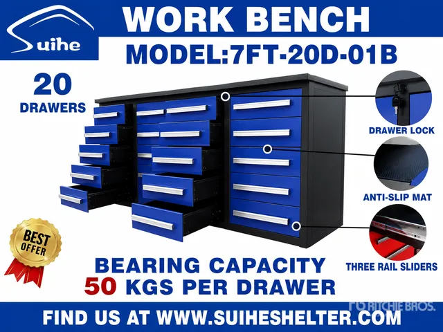 2026 Suihe NWB-20DB-7 7 ft 20-Drawer Workbench (Unused)