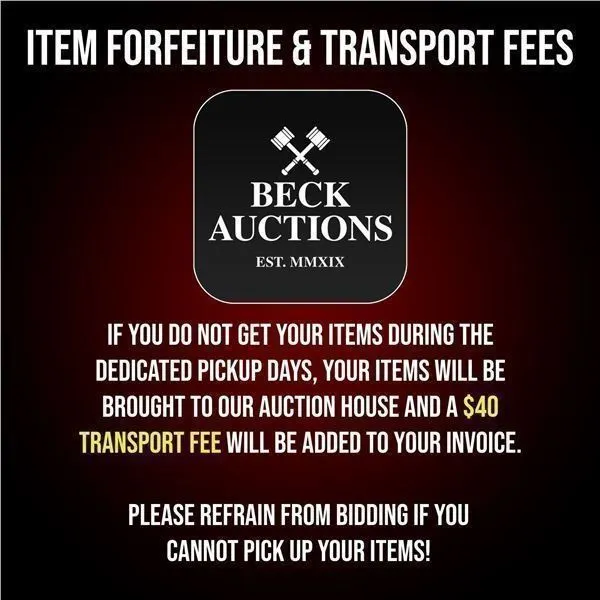 0B Item Forfeiture & Transport, Shipping, Delivery Fees & Conditions