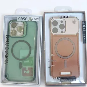 Two iPhone 16 Pro Max Cases MagSafe Clear Green and Brown with Camera Protection