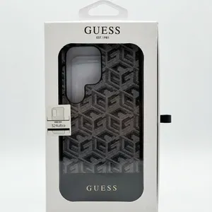 GUESS S24 Ultra Phone Case Black Patterned With GUESS Logo in Box