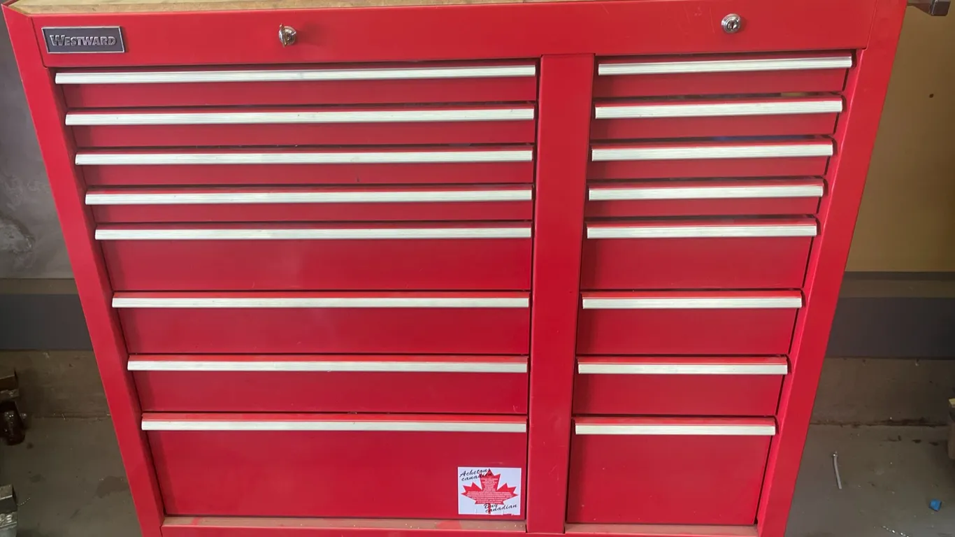 Westward Rolling Tool Chest with Assorted Tools, 43"H x 44"W x 19"D