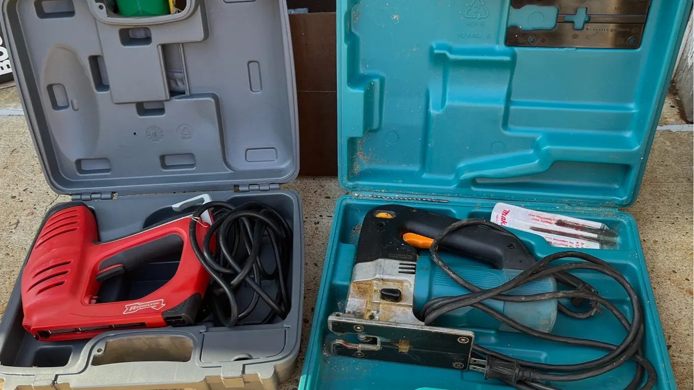 Red PowerFast Electric Stapler and Makita Jigsaw