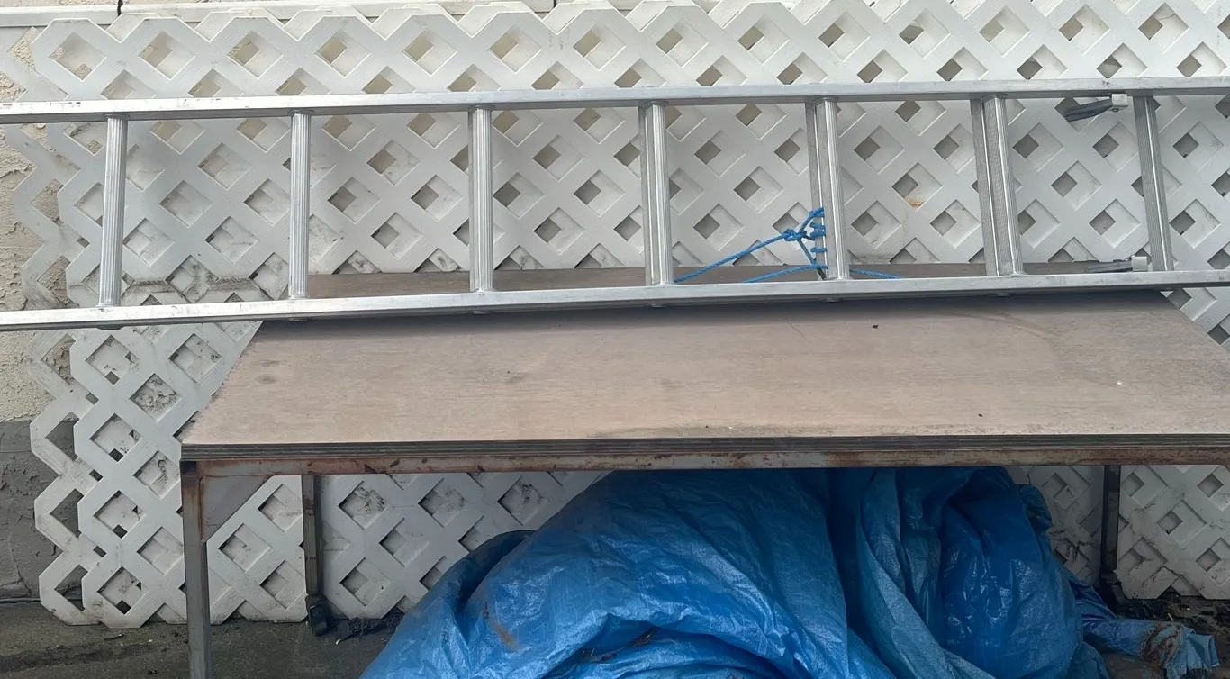 Aluminum Ladder, Table, Tarp, and Lattices