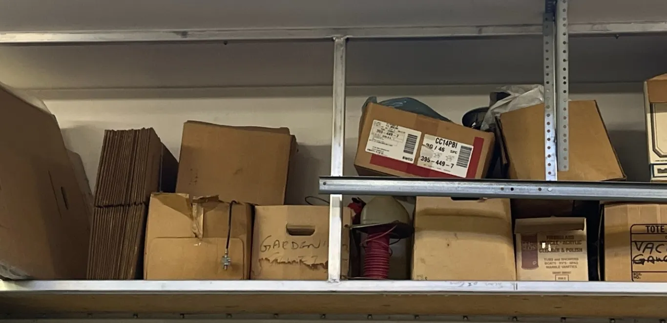 Garage Shelf Lot With Tools, Boxes, Parts, Safety Items