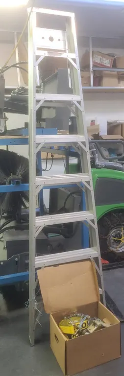 Waymarc Metal Storage Cabinet, Step Ladder, and Cargo Straps
