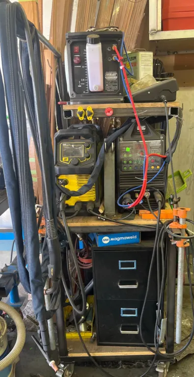 Welding Equipment Lot With Everlast Welders, ESAB EMP 215ic, Tanks