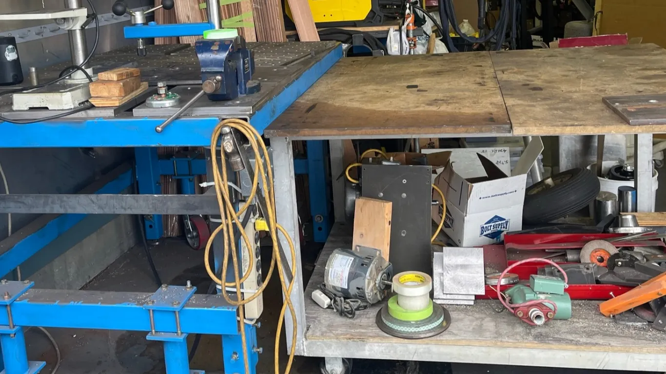 Shop Workbenches With Tool Shop Drill Press and Vise