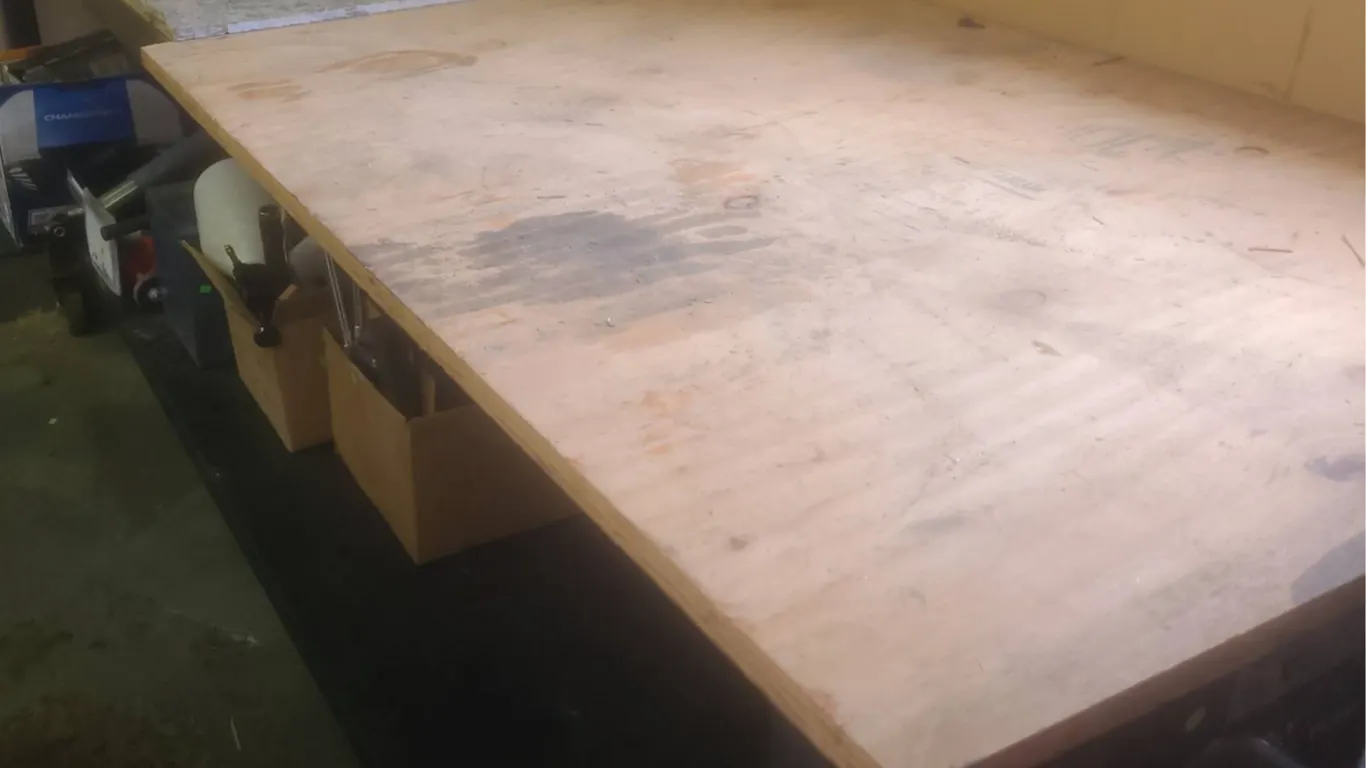 Heavy Steel Shop Bench with Granite and Wood Top