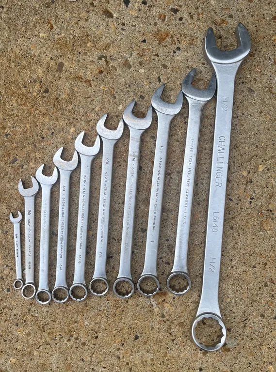 9 Combination Wrenches, Gray and Challenger by Proto