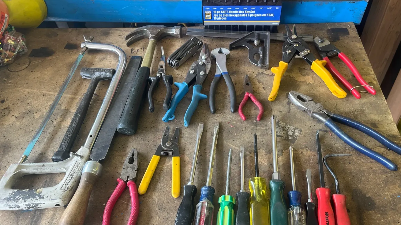 Workshop Hand Tool Lot with PowerFist T-Handle Hex Key Set
