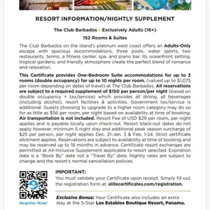ALL INCLUSIVE, ADULTS ONLY VACATION PACKAGE TO THE CLUB BARBADOS