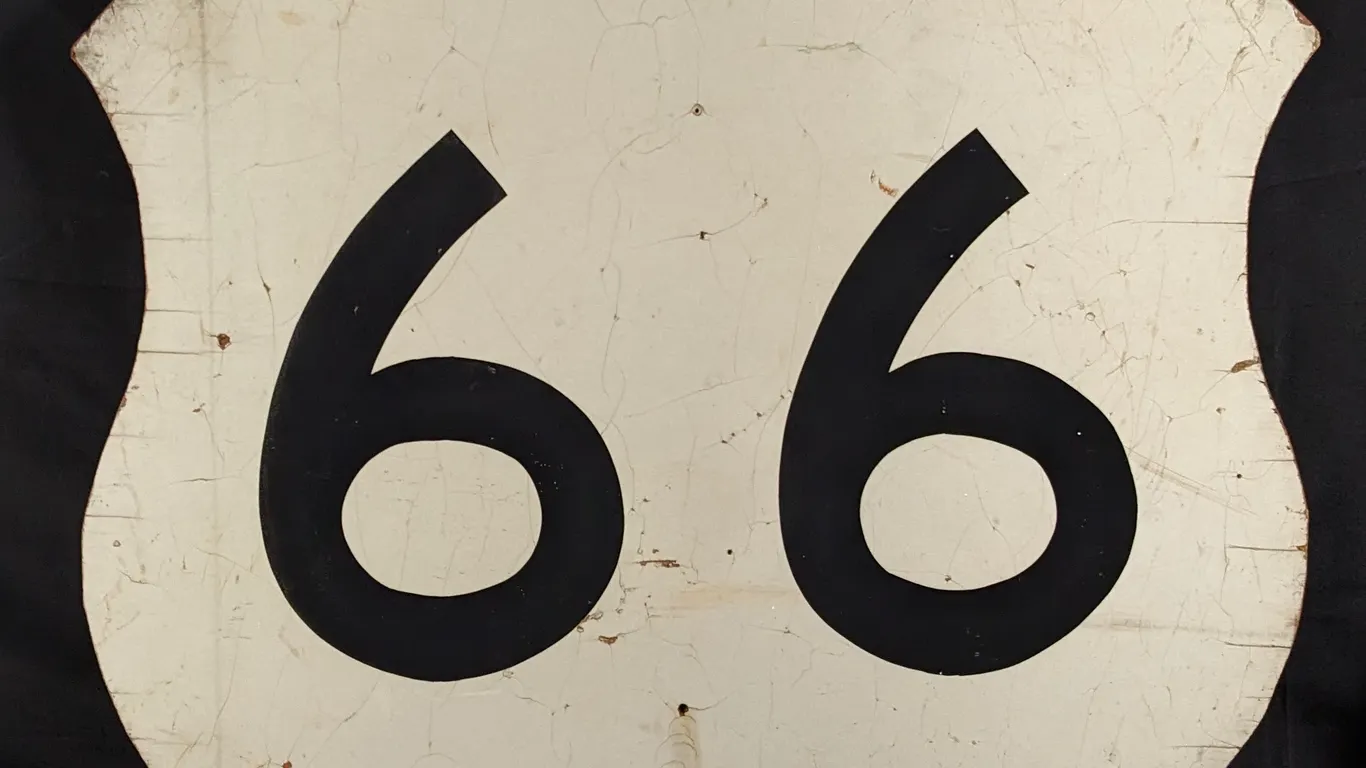 VINTAGE PLYWOOD US ROUTE 66 HIGHWAY SIGN