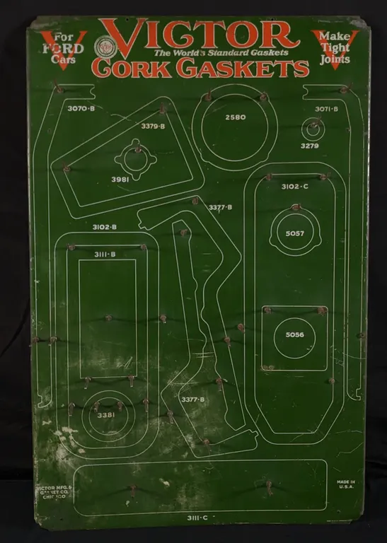 TIN RACK SIGN VICTOR CORK GASKETS FOR FORD CARS