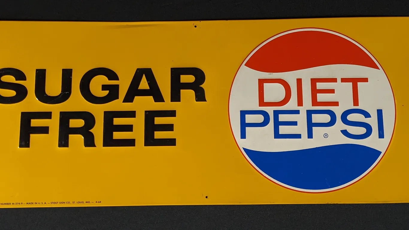 EMBOSSED TIN SIGN SUGAR FREE DIET PEPSI COLA