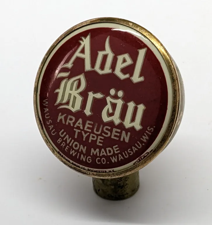 BALL TAP KNOB HANDLE ADEL BRAU KRAUSEN TYPE BEER WAUSAU WISCONSIN (TIN CAN STYLE)