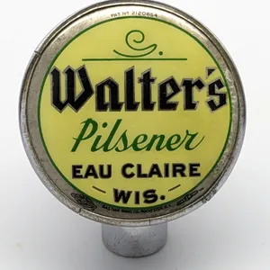 BALL TAP KNOB HANDLE WALTER'S PILSENER BEER EAU CLAIRE WISCONSIN (TIN CAN STYLE)