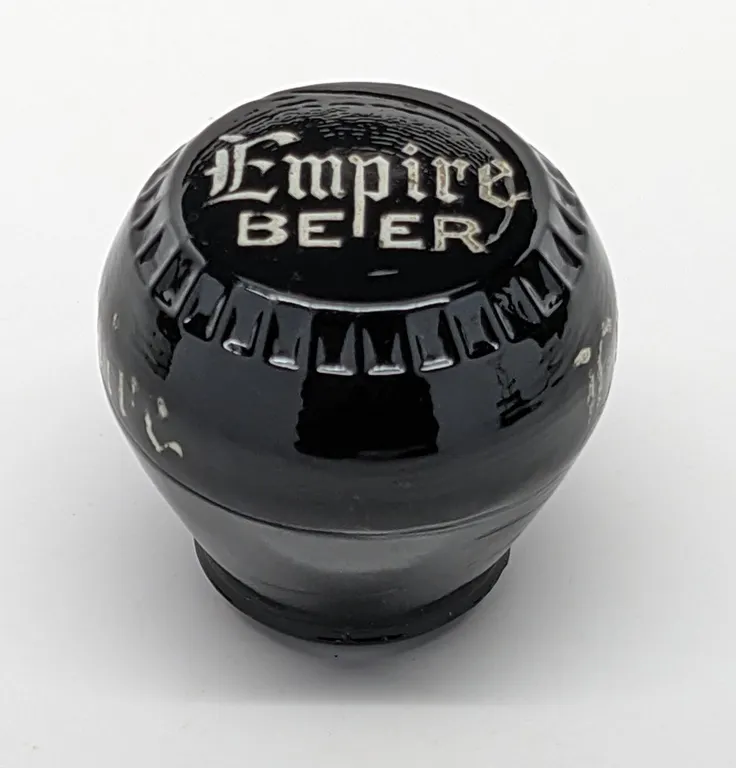 GLASS BALL TAP KNOB HANDLE BECHAUD'S EMPIRE BEER FOND DU LAC WISCONSIN (NEWMAN)